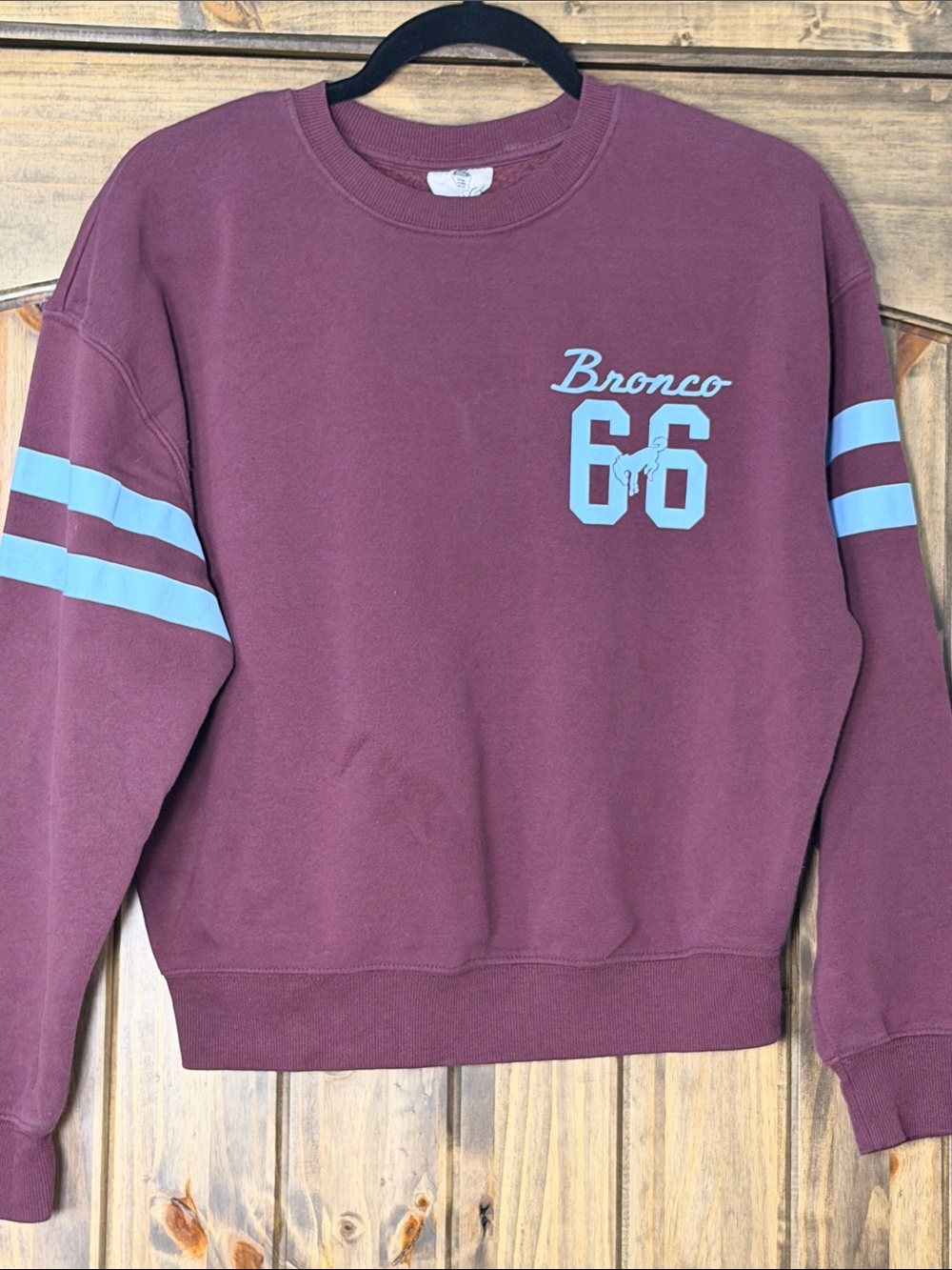 Ford Maroon Crewneck with Light Blue Bronco 66 Graphic